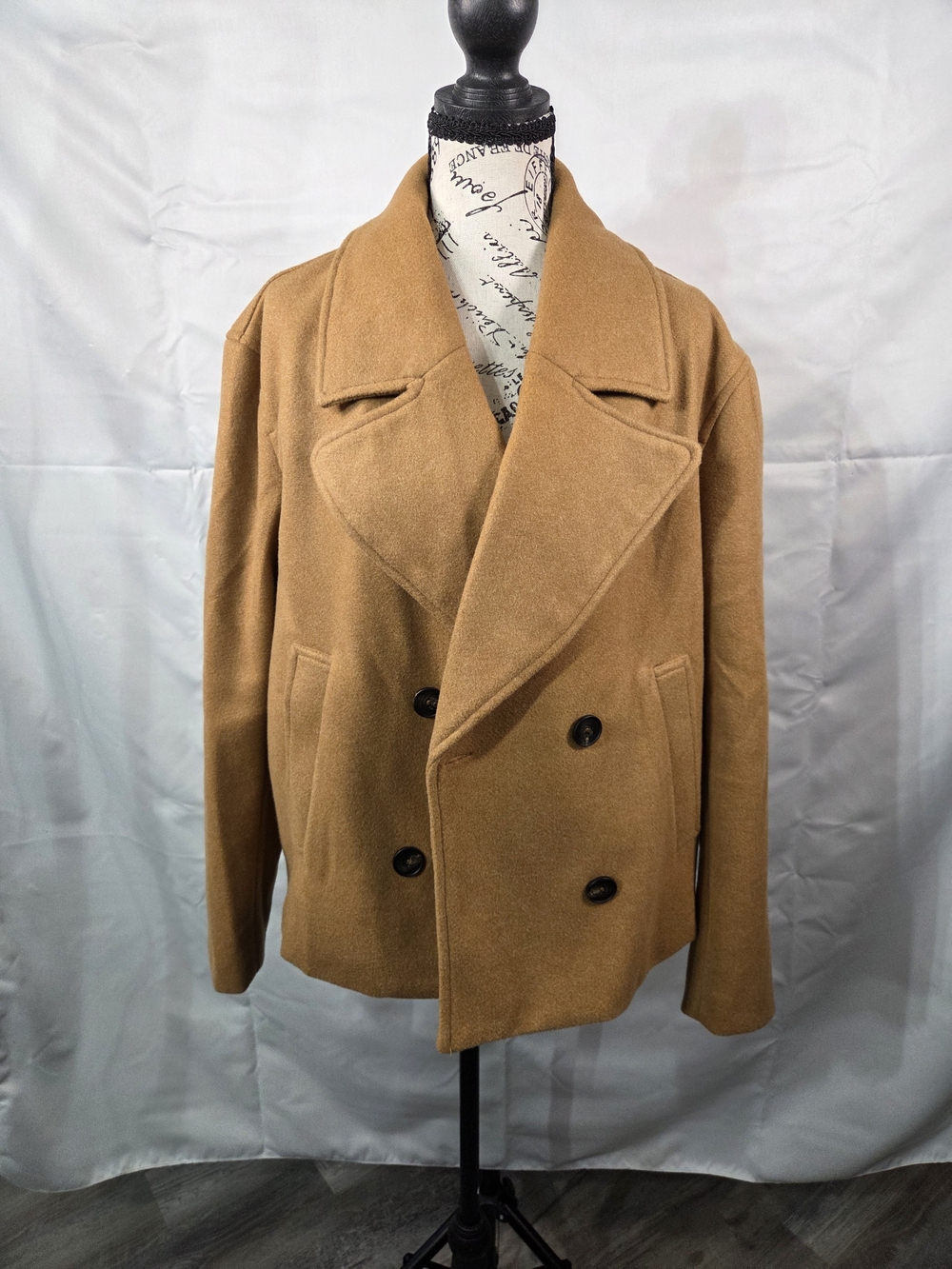Windsor Double-Breasted Camel Pea Coat
